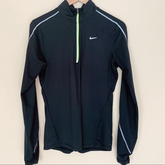 Nike DRI-FIT black running top w/ reflectors - Picture 1 of 4